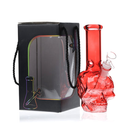 Assorted Colour Glass Skull Bong with Gift Box | Premium Water Pipe SS-3605