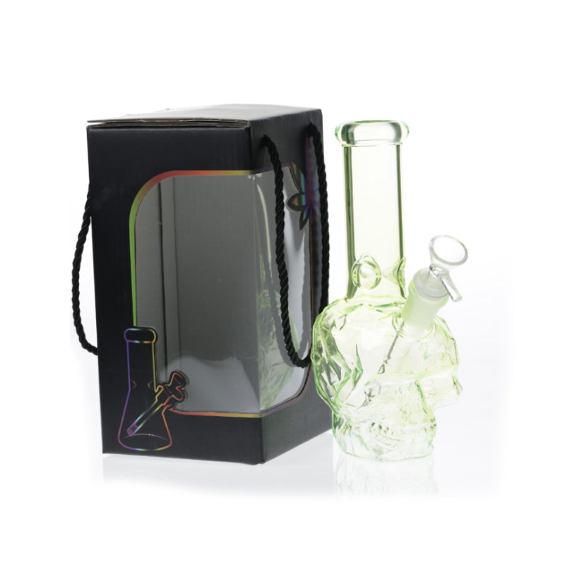 Assorted Colour Glass Skull Bong with Gift Box | Premium Water Pipe SS-3605