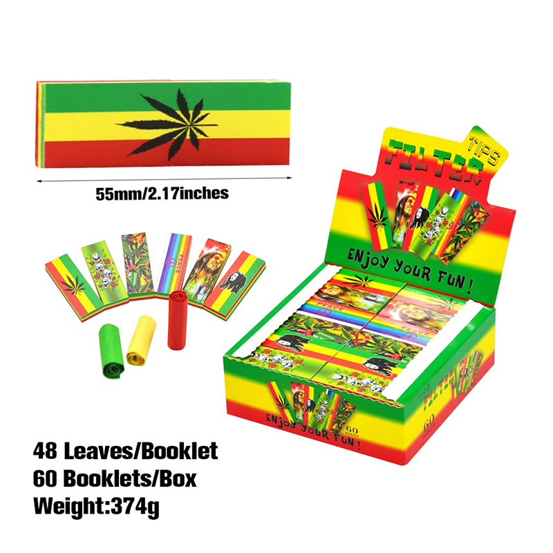 Rasta Filter Tips – 55mm – 48 Tips per Booklet – 60-Booklet Display | SS-4229