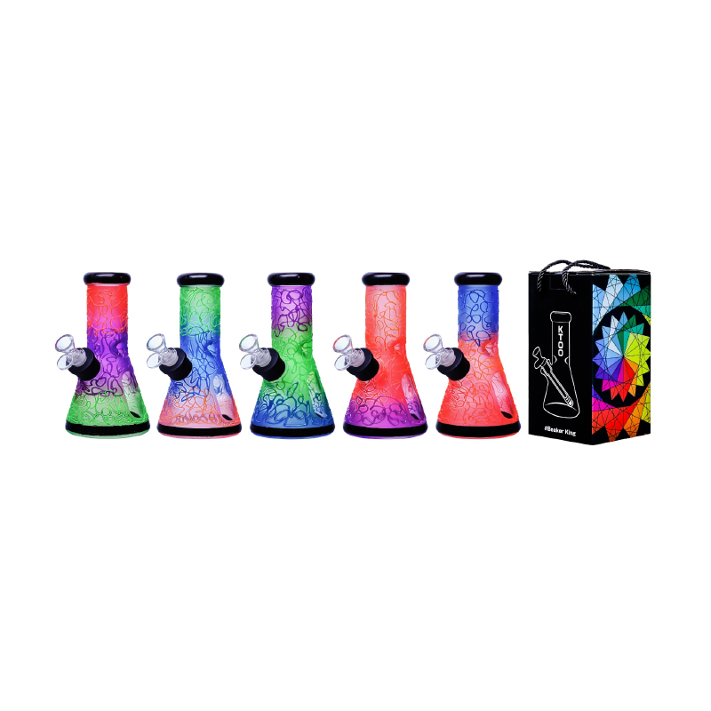 Glass Beaker Bong Assorted Colors 7mm – 8 Inches Assorted Colors SS-4431
