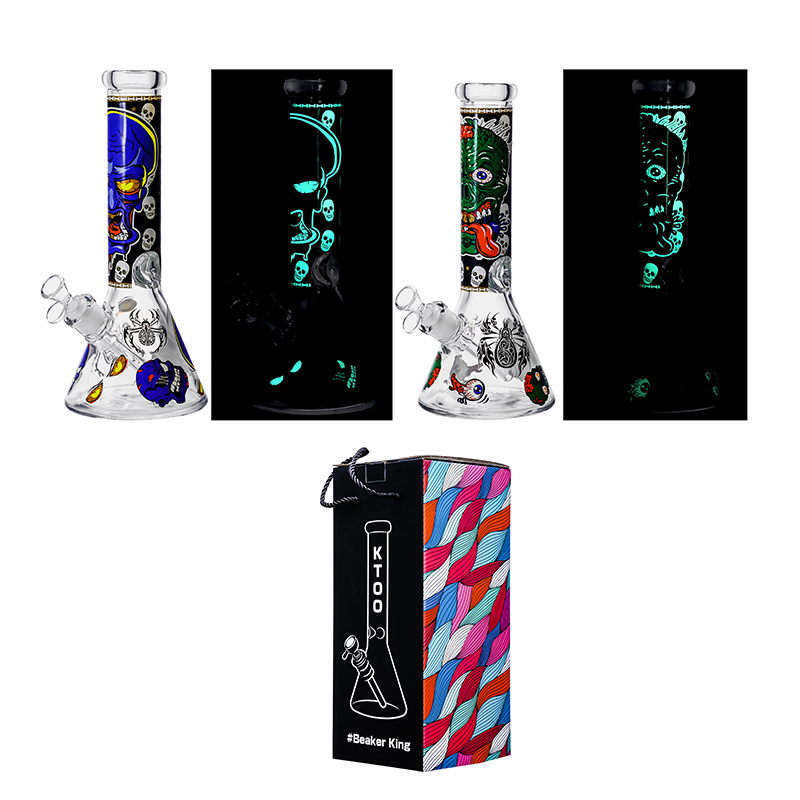 Glass Beaker Bong Glow in the Dark Assorted Colors SS-4710