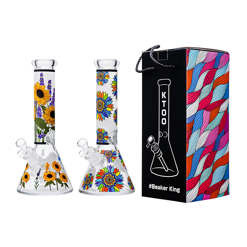 Glass Beaker Bong Sunflower Themed Assorted Colors SS-4758