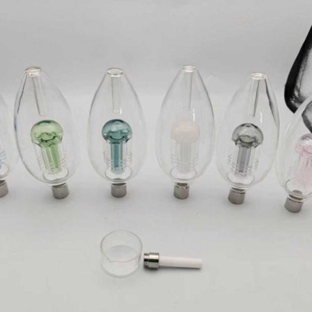 Light Bulb Glass Dab Straw Kit – Tree Perc, Ceramic Tip 3mm SS-4825