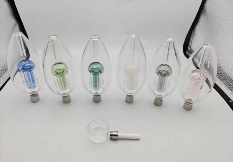 Light Bulb Glass Dab Straw Kit – Tree Perc, Ceramic Tip 3mm SS-4825