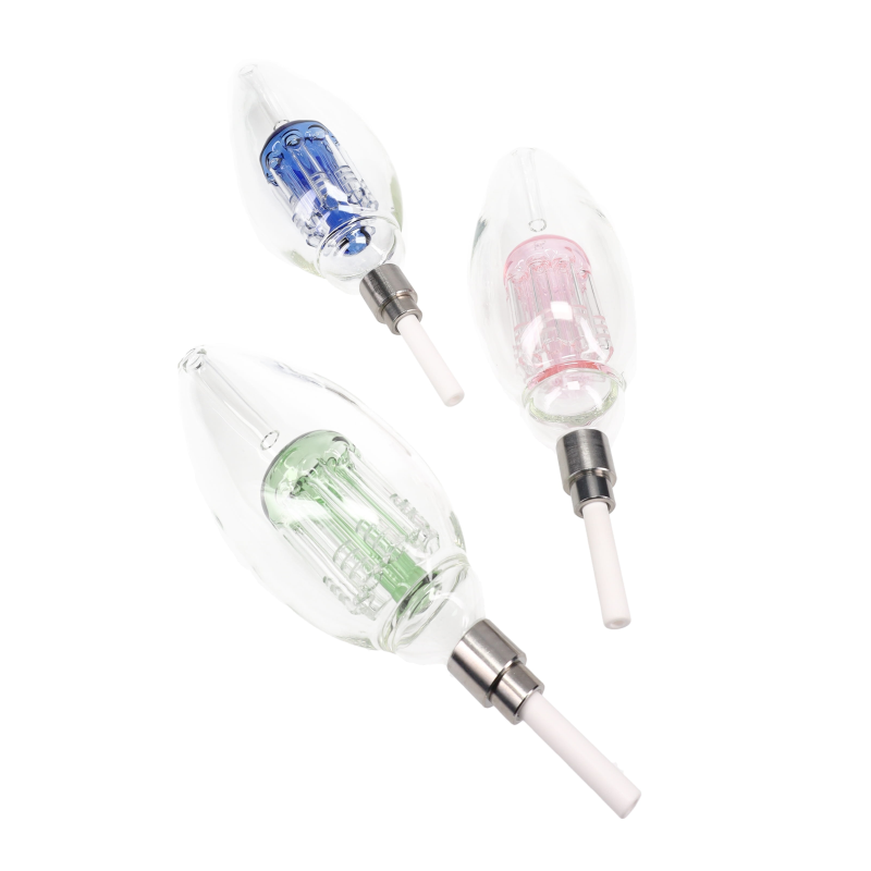 Light Bulb Glass Dab Straw Kit – Tree Perc, Ceramic Tip 3mm SS-4825