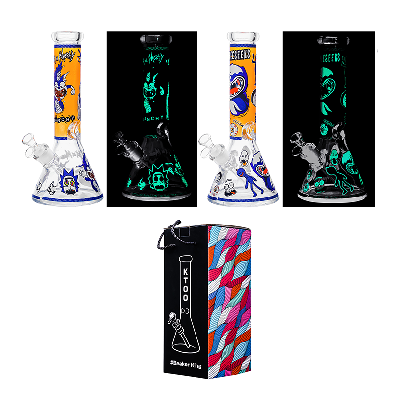 Glass Beaker Bong Glow in the Dark Assorted Assorted Colors SS-6133