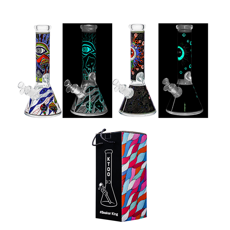 Glass Beaker Bong Glow in the Dark Assorted Colors SS-6171