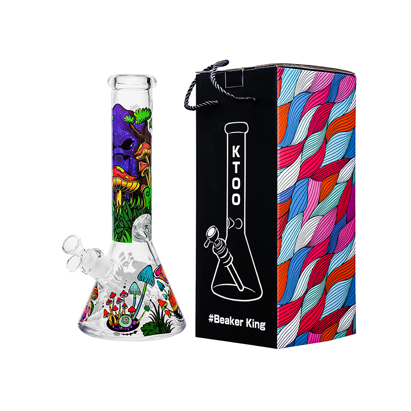Glass Beaker Bong Mushroom Themed Assorted Colors SS-6195