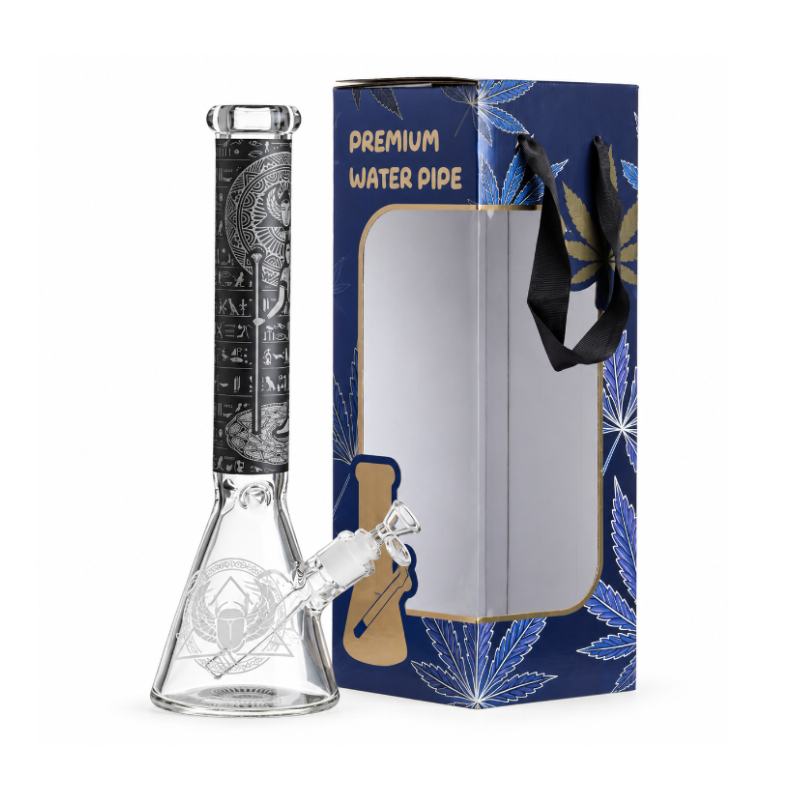 15.5" Egyptian Hieroglyph / 7 mm / Glow in the dark / Glass Bong Assorted Colors SS-6930