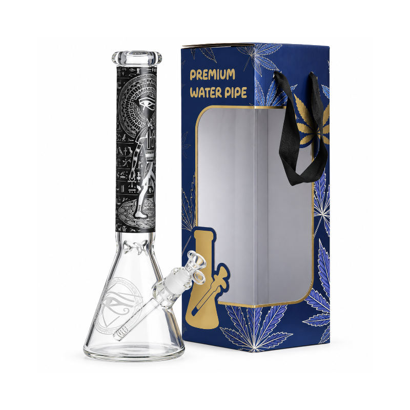 15.5" Egyptian Hieroglyph / 7 mm / Glow in the dark / Glass Bong Assorted Colors SS-6930