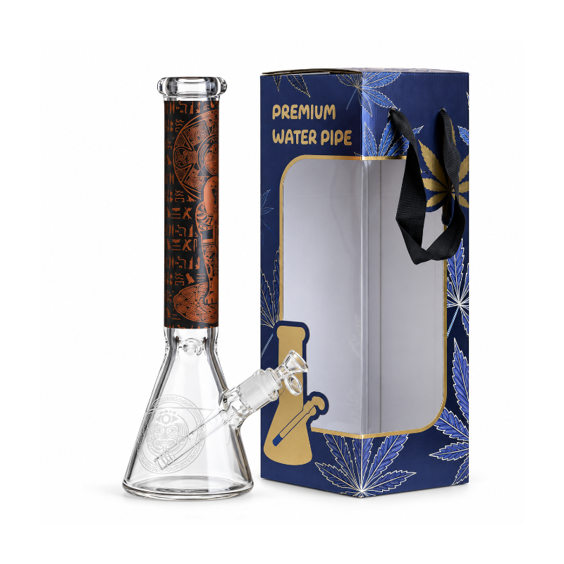 15.5" Egyptian Hieroglyph / 7 mm / Glow in the dark / Glass Bong Assorted Colors SS-6930