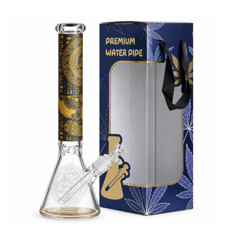 15.5" Egyptian Hieroglyph / 7 mm / Glow in the dark / Glass Bong Assorted Colors SS-6930