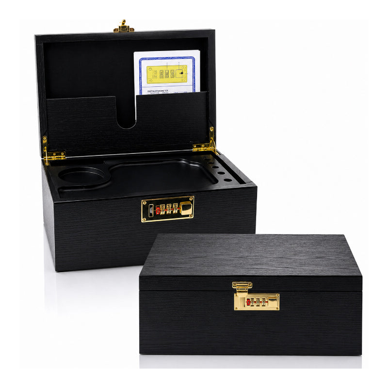 High Quality Plain Black Bamboo Wooden Stash Box with Lock, Wood Rolling Tray SS-6938