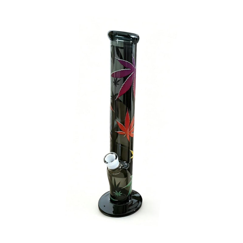 Black Leaf Glass Water Pipe Bong – Straight Tube Bong 40cm SS-7623-B Boxed