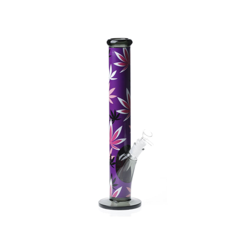 High Quality Weed Leaf Glass Water Pipe Bong – Straight Smoking Bong 40cm SS-7623-D Boxed