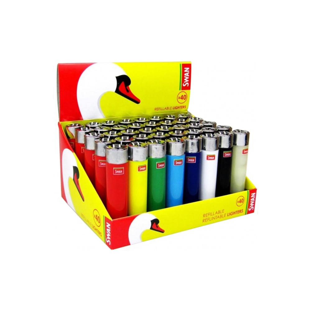 Swan Refillable Round Lighter 40pck