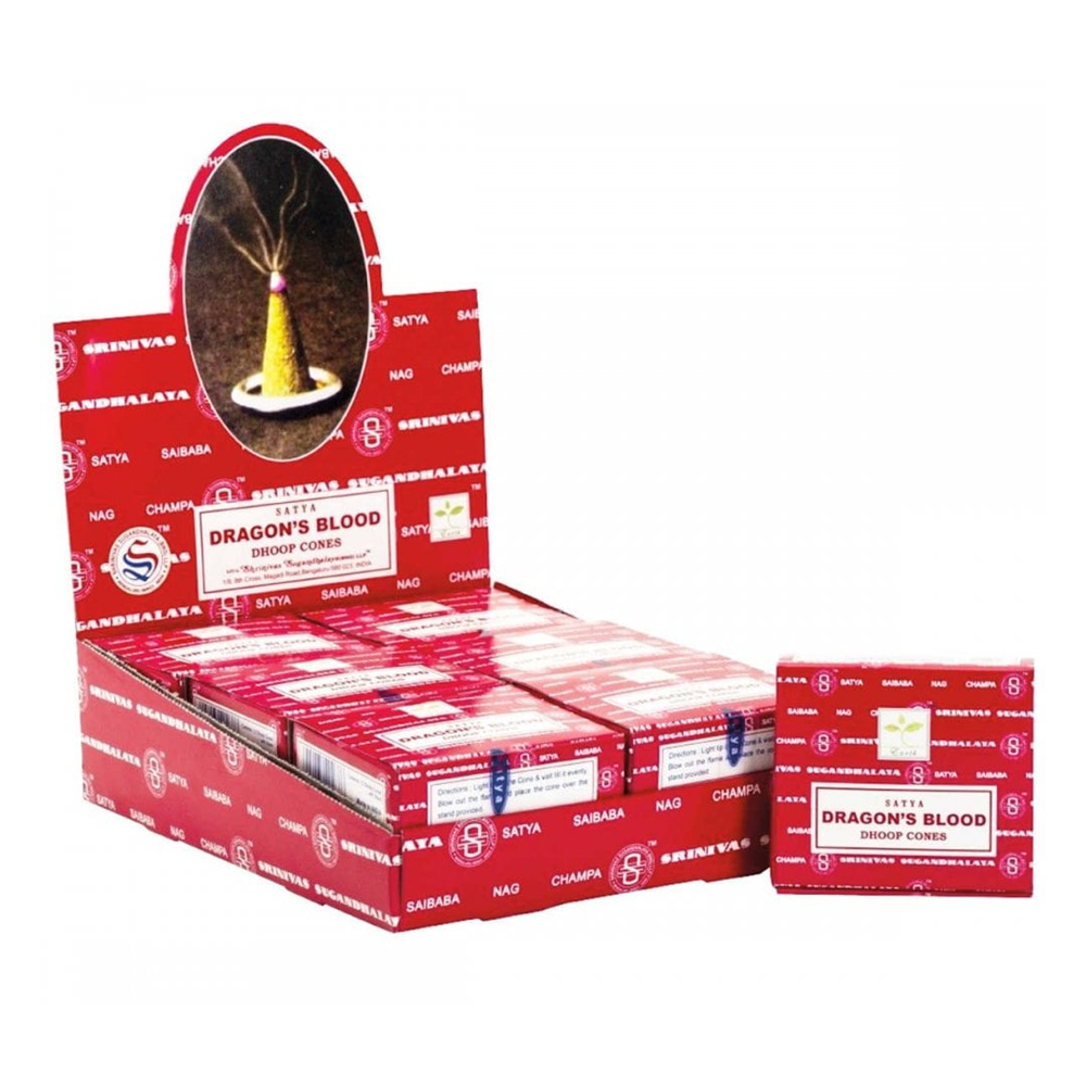 Satya Dragons Blood Dhoop Cones 12 Pack