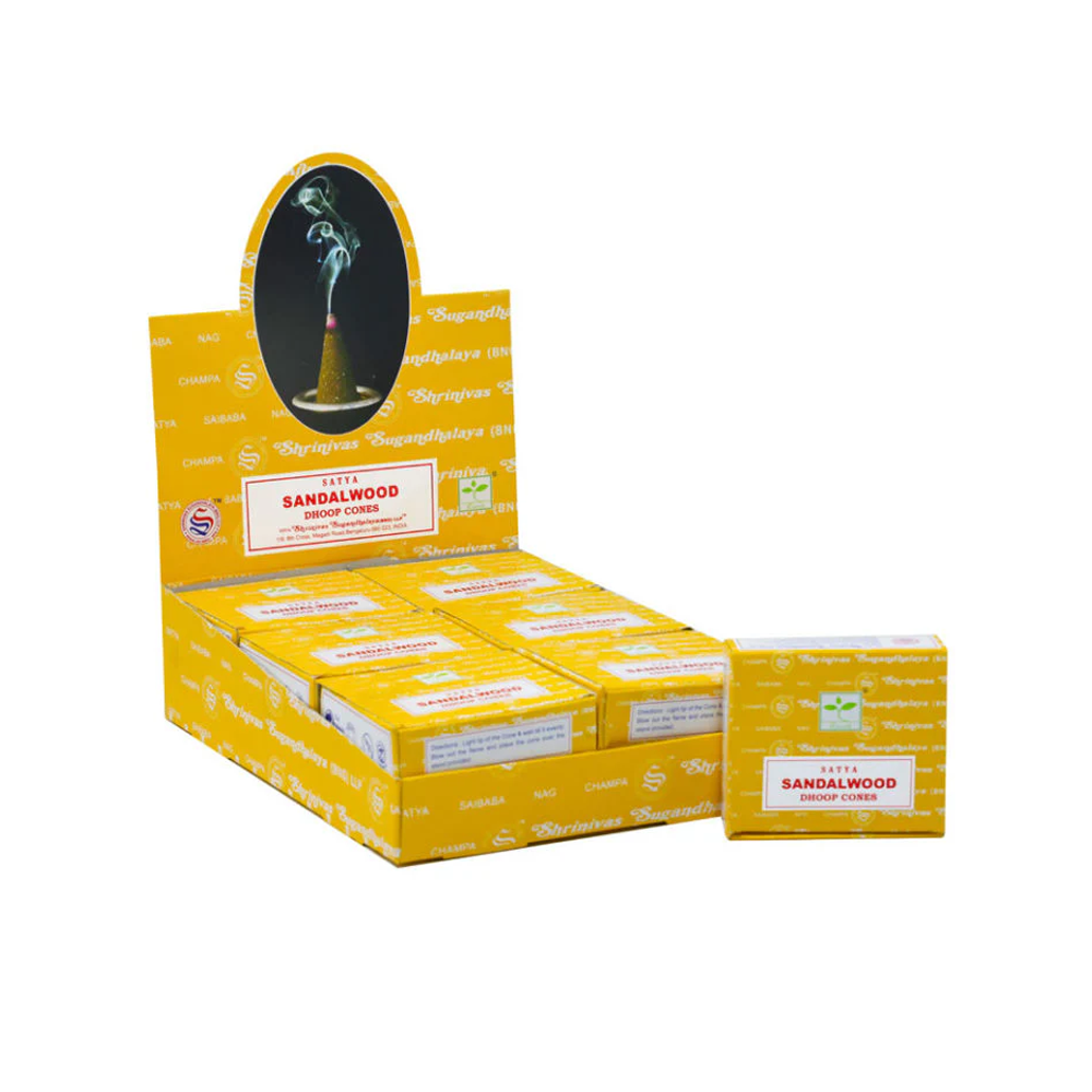 Satya Sandalwood Dhoop Cones 12 Pack
