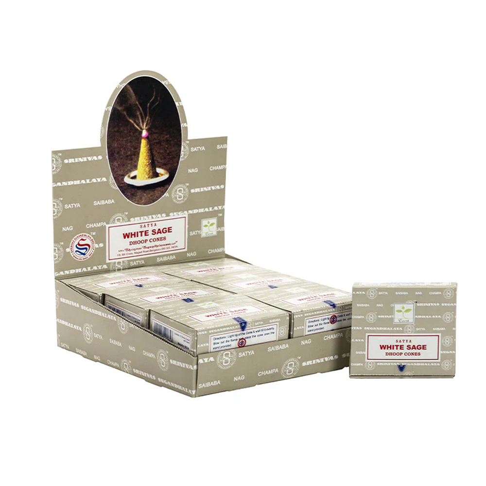 Satya White Sage Dhoop Cones 12 Pack