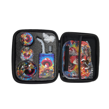 Zipper Set Smoking Bong Set with Ashtray, Grinder, Tray and Containers Gift Set - Sharoom