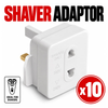 2-pin to 3-pin UK shaver and electric toothbrush adapter plug X 10