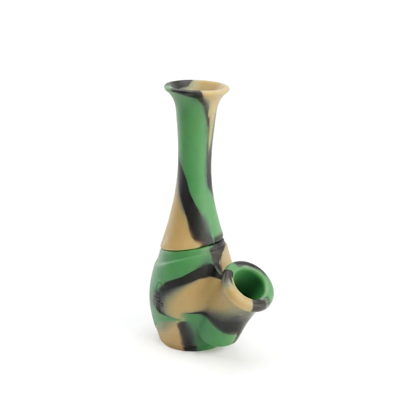 5-Inch Silicone Bong | Unbreakable Travel Water Pipe Green & Black