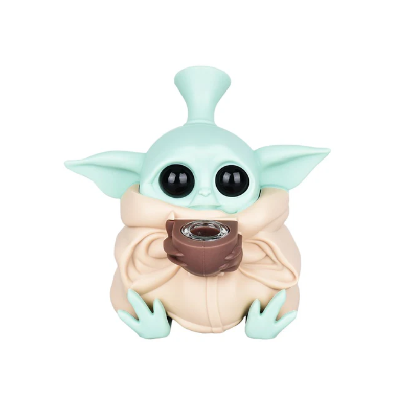 Baby Yoda Silicone Water Pipe - 4.5" - assorted colours