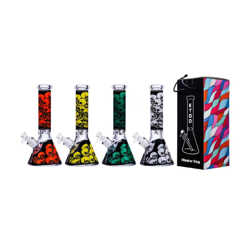 Glass Beaker Bong Skull Head 7mm – 10 Inches Assorted Colours