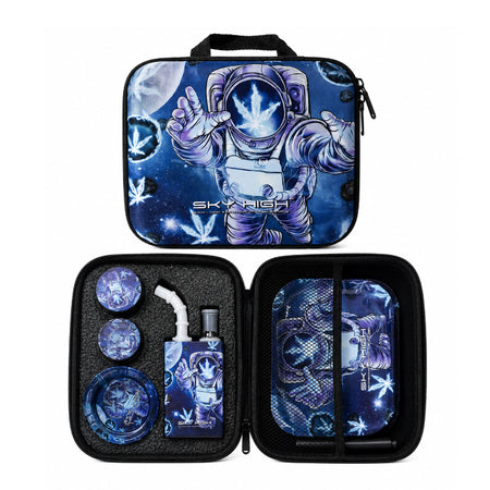 Zipper Set Smoking Sky-High with Ashtray, Grinder, Tray, Bong and Containers Gift Set SS-0010