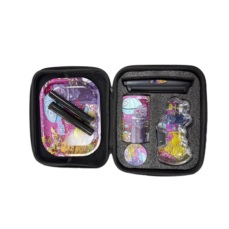 Zipper Set Smoking Bong Set with Ashtray, Grinder, Tray and Containers Gift Set - Dunkees Art