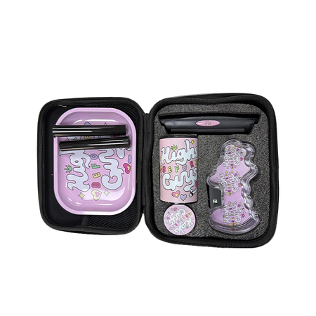 Zipper Set Smoking Bong Set with Ashtray, Grinder, Tray and Containers Gift Set - Highs Before