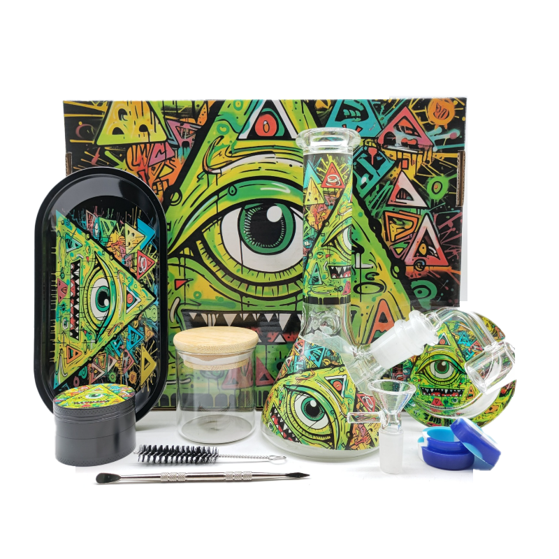 3d Eye Art Glass Water Pipe Bong Smoking Box Set – Premium Smoking Accessories SS-6961 Gift Set