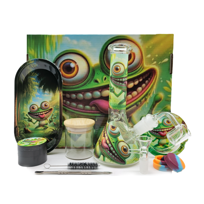 Little Frog 3D Glass Water Pipe Bong Smoking Box Set – Premium Smoking Accessories SS-6961 Gift Set