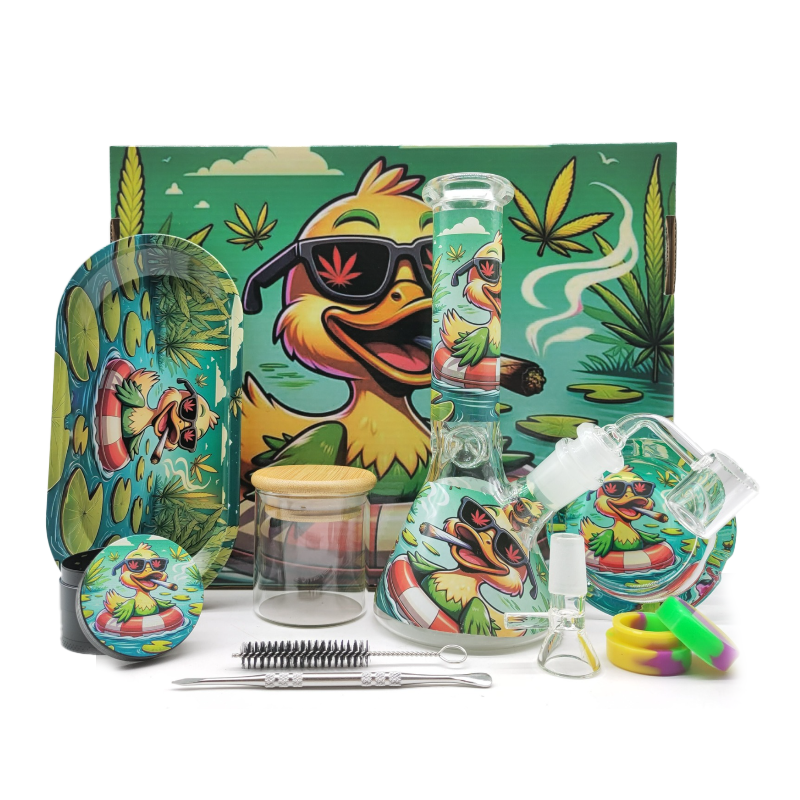Duck Design Glass Water Pipe Bong Smoking Box Set – Premium Smoking Accessories SS-6961 Gift Set