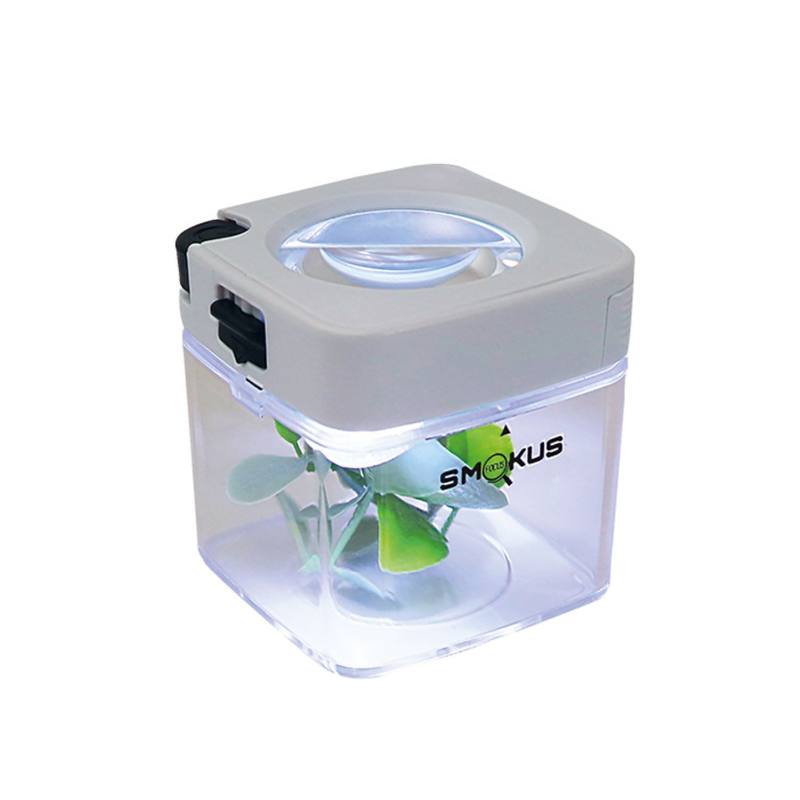 Smokus Focus Comet White, airtight storage container, magnification