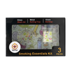 Smoking Essentials 3-Piece Kit – Glass Stash Jar, Metal Rolling Tray & Glass Ashtray Assorted designs
