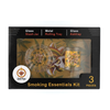 Smoking Essentials 3-Piece Kit – Glass Stash Jar, Metal Rolling Tray & Glass Ashtray Assorted designs