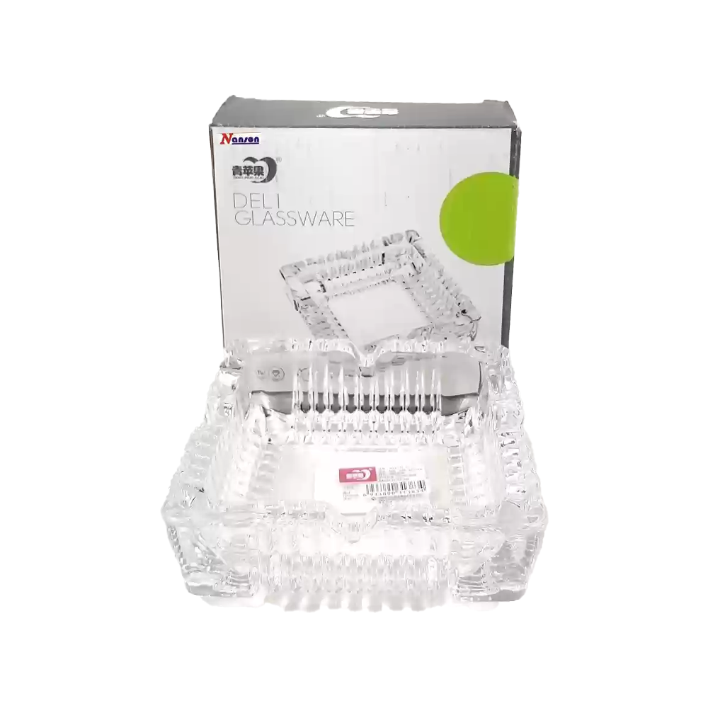 Sparkys Square Crystal Glass Ashtray Small assorted