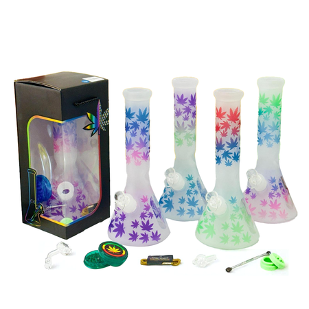 Sparky-Frost-Leaf-Glass-Bong-Set-35cm-x-9cm