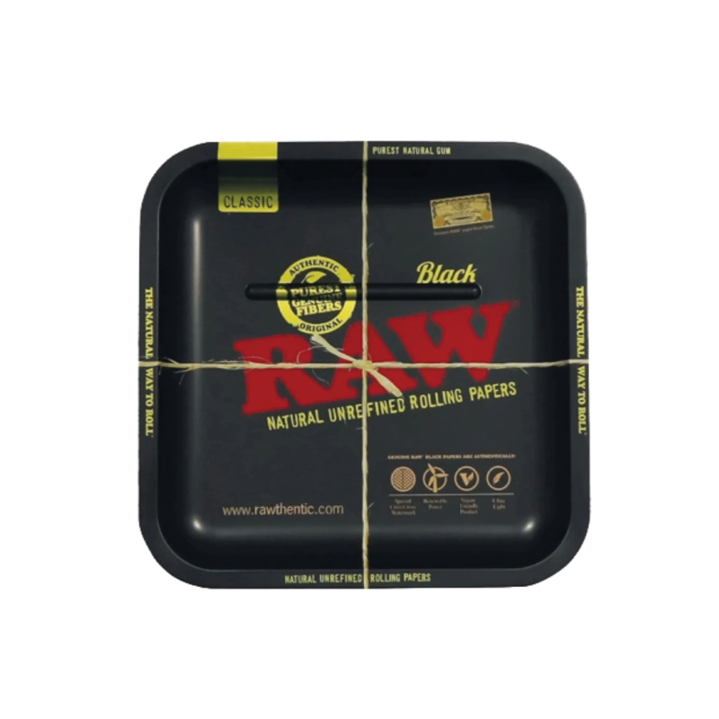 RAW Black Metal Rolling Tray Square 23.2 x 23.2 cm x 1