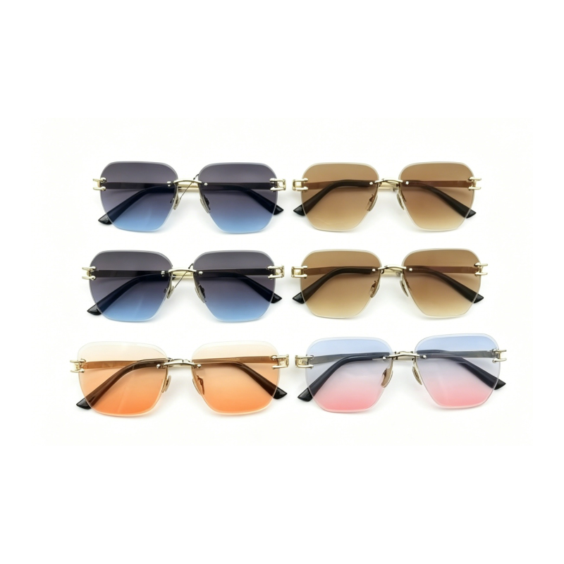 Executive Rimless Square Sunglasses | Luxury Geometric Eyewear full box 12 pack