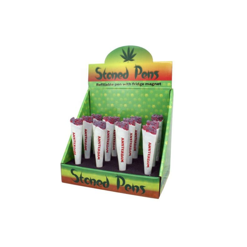 MAGIC LEAF AMSTERDAM STONED PENS - ASSORTED DESIGNS X 12