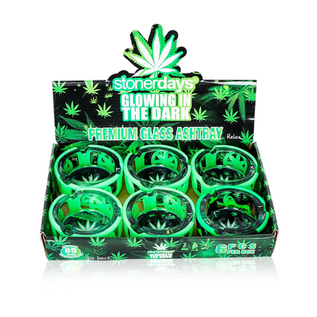 Stonerdays Glow in the Dark Premium Glass Ashtray with Silicone Base – 85mm