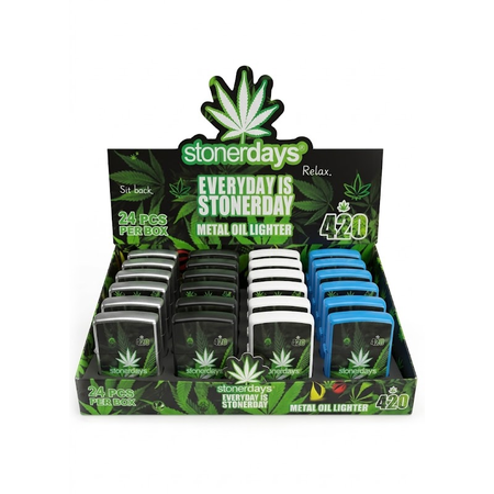 Stonerdays 420 Metal oil Lighter 24 Pack (Durable & Refillable)
