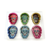 POLY STONE ASHTRAYS - SUGAR SKULL MIXED COLORS 6PCS in Display Box SS-1337