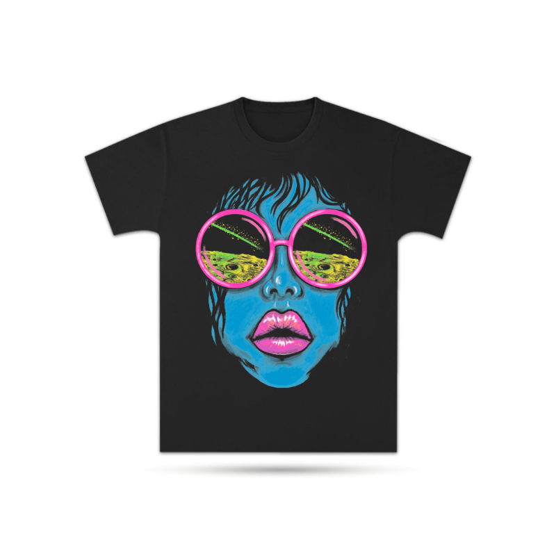 ”Girl with Glasses” Neon Fluorescent T-Shirt Large 3051-TS13L