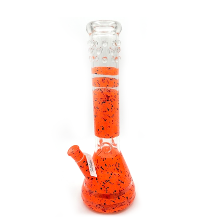 The "Volcano Splatter" Orange Beaker Bong