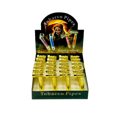 Gold Metal Pipes with Screen Hand Crafted 24