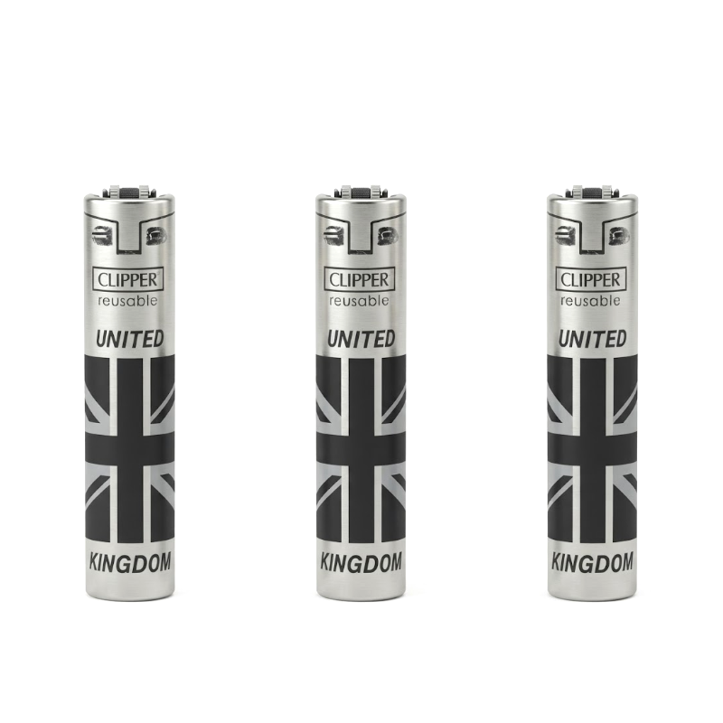 New Clipper Metal Jet Flame Lighter & Case UK Flag x 12 CMPJ55001
