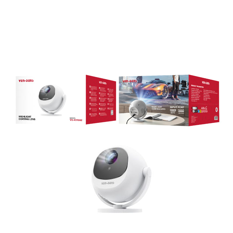 Ven-Dens Mini Portable Projector – Compact Home Cinema with HDMI & USB VD-PJT002